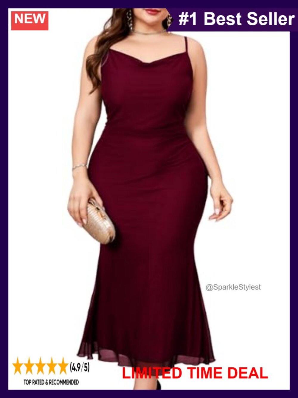 Plus Size Ruched Mesh Mermaid Bodycon Dress Spaghetti Strap Sleeveless Cami